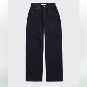 NWT Abercrombie Curve Love High Rise Loose Jeans Size 36 Short Dark Rinse